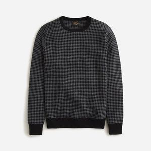 J.Crew cashmere crewneck sweater for men in houndstooth